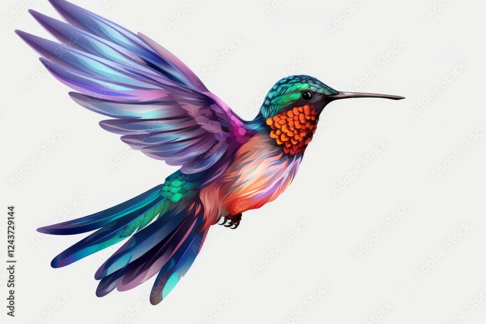 Obraz premium Hummingbird with vibrant plumage and outstretched wings, showcasing the beauty of nature