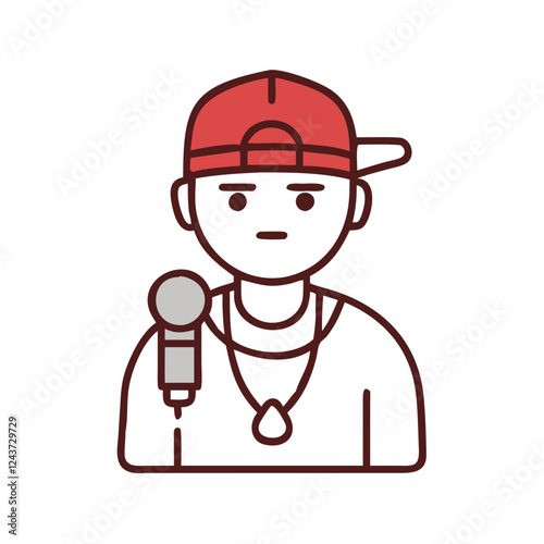 Rapper with microphone and cap