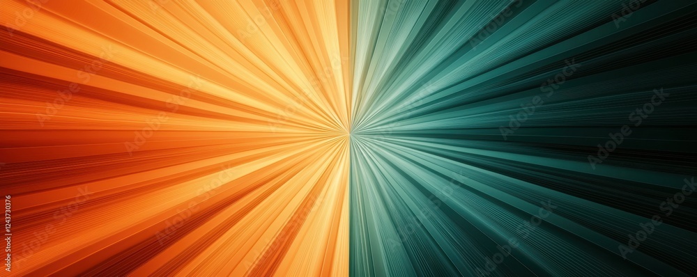 Obraz premium Client Acquisition campaign. Vibrant rays of orange and teal radiating from the center.