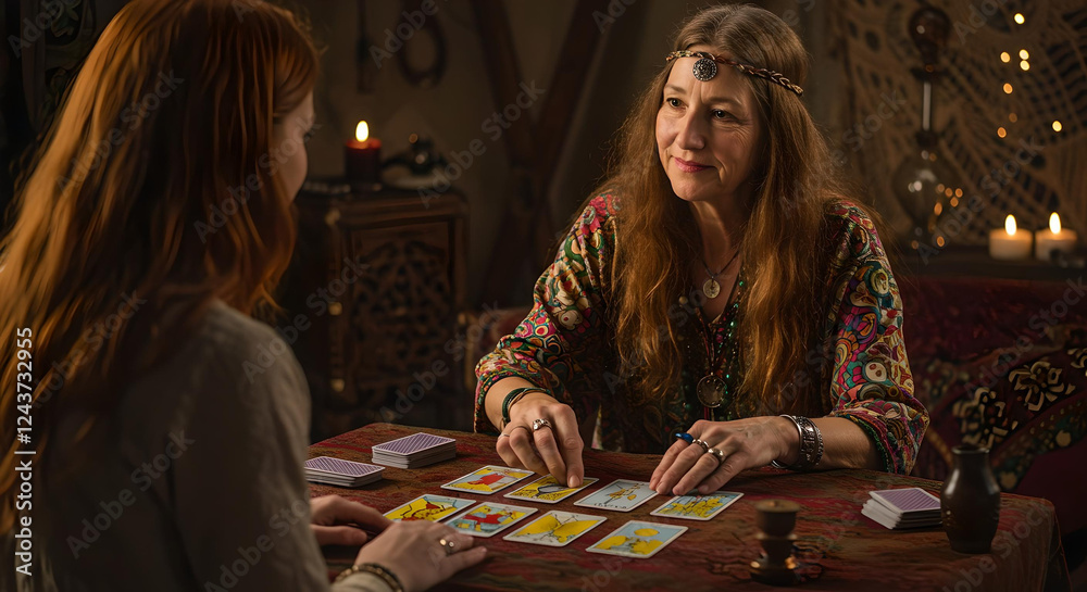Fototapeta premium Fortune Teller Reading the Tarot Cards