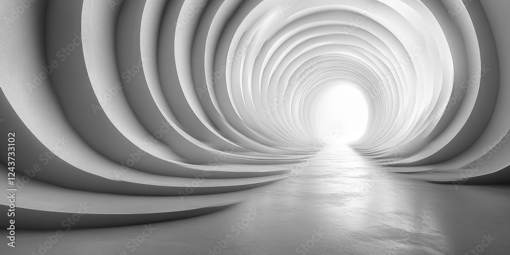 Fototapeta premium Concentric White Circles Abstract Background Minimalist Design with Copy Space for Tranquility and Calmness