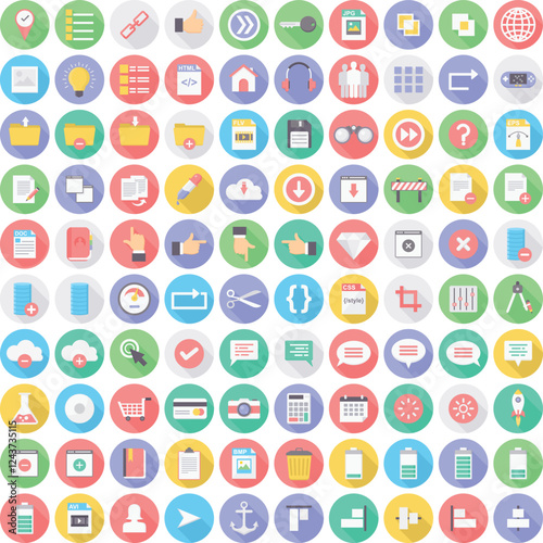 UiUx icon 100+ set bundling pack flat icon flat design fill icon
