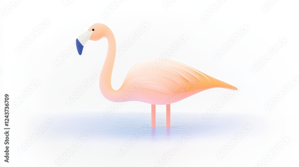 Fototapeta premium Elegant Minimalist Illustration of a Flamingo in Soft Colors