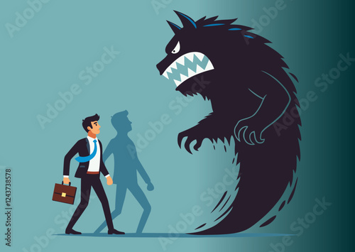 Fear and horror overcomes a businessman