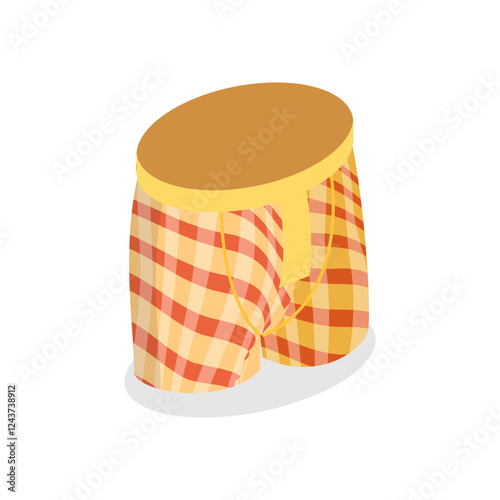 3D Isometric Flat Vector Illustration of Mens Underwear, Classic Boxers. Item 4