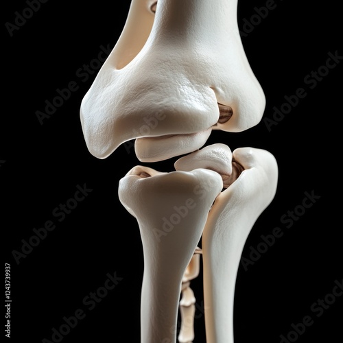 A close up of a knee joint with the kneecap missing
