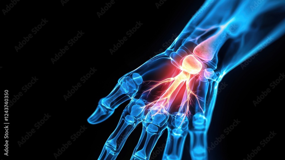 Obraz premium MRI displaying carpal tunnel syndrome with nerve compression