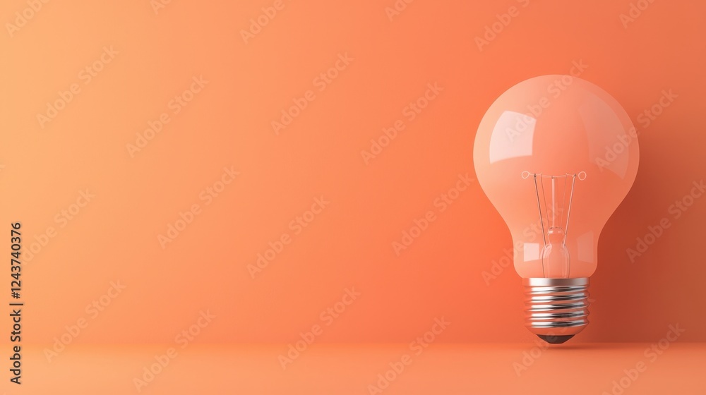 Bright Creative Icon Bulb Placed on a Smooth Orange Background Symbolizing Innovative the Potential for Groundbreaking Ideas Bright Creative Icon Bulb Placed on a Smooth Orange Background Symbolizing Innovative the Potential for Groundbreaking Ideas