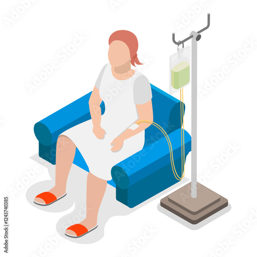 3D Isometric Flat Vector Illustration of Chemotherapy, Drugs and Treatment. Item 6