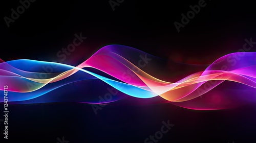 Rainbow-colored light streaks against a dark background, creating a dynamic and energetic atmosphere