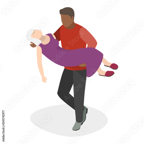 3D Isometric Flat Vector Illustration of Medical First Aid, Emergency procedures, and rescue scenarios. Item 6