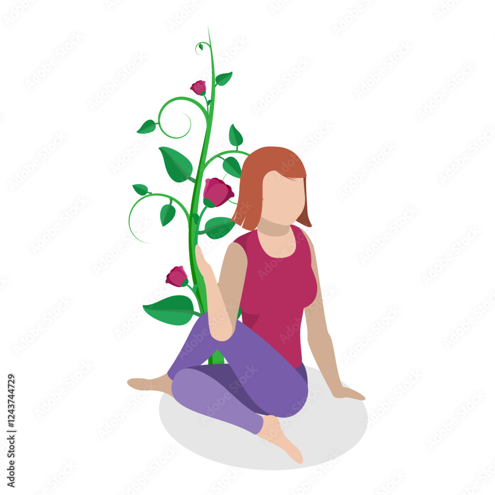3D Isometric Flat Vector Illustration of Human Mental Health, Healthy Lifestyle. Item 2 3D Isometric Flat Vector Illustration of Human Mental Health, Healthy Lifestyle. Item 2