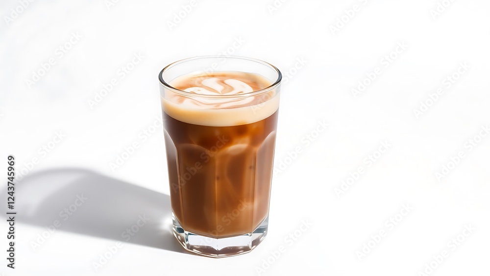 Iced coffee drink with smooth layer of cream on top Iced coffee drink with smooth layer of cream on top
