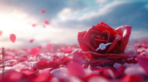 Man Proposing with a Ring Inside a Rose, Propose Day