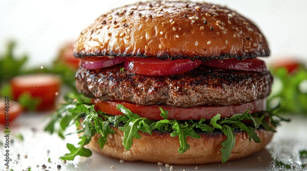 grilled beef burger isolated on transparent background grilled beef burger isolated on transparent background