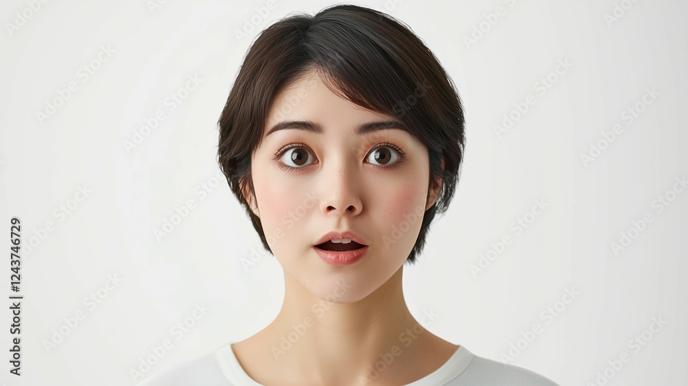 驚いた表情をした日本人女性