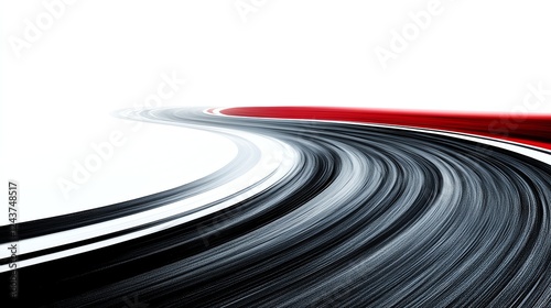 a speedway race track, professional racing circuit, sleek asphalt, aerodynamic curves, highspeed energy, isolated on white background