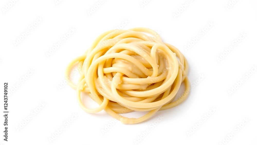 Twisted noodles piled together on a white plate Twisted noodles piled together on a white plate