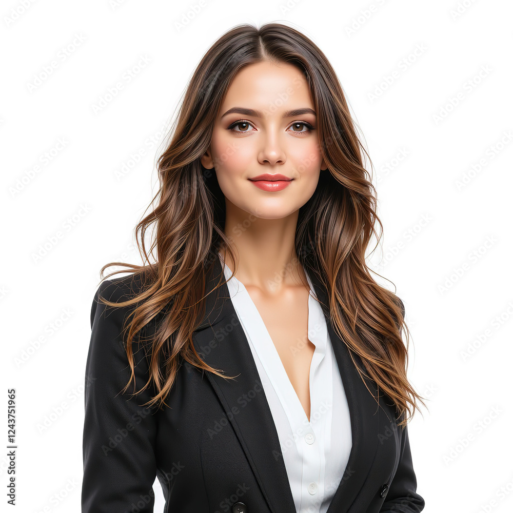 Portrait of a beautiful smiling businesswoman in a suit, isolated on white background Portrait of a beautiful smiling businesswoman in a suit, isolated on white background