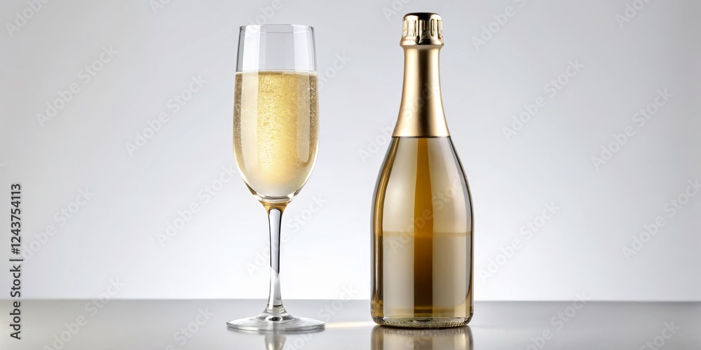 Fototapeta premium Champagne Celebration Glass and Bottle Still Life