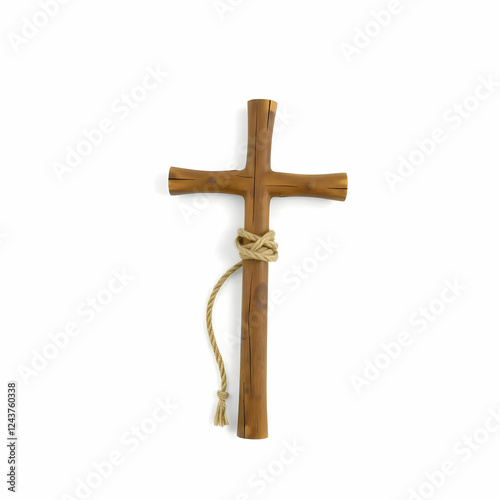 Wallpaper Mural a hand made a wooden cross with rope wrapped around isolated on the white background Torontodigital.ca