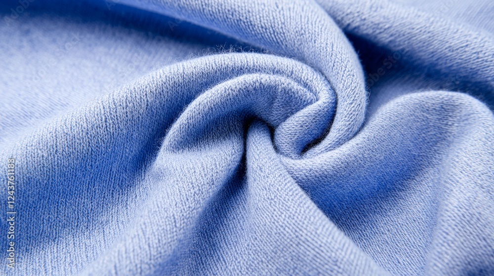 Fototapeta premium Soft blue fabric swirling, showcasing texture and detail for design inspiration or textile analysis
