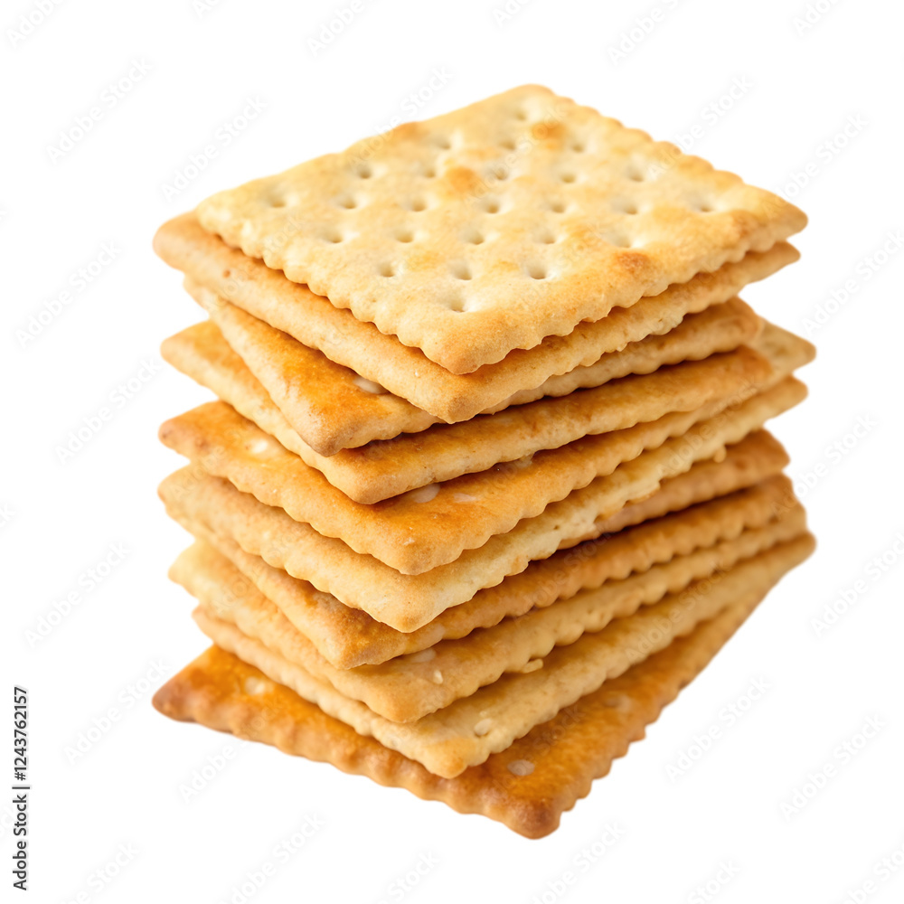 stacked pile of crispy saltine crackers isolated on transparent background stacked pile of crispy saltine crackers isolated on transparent background