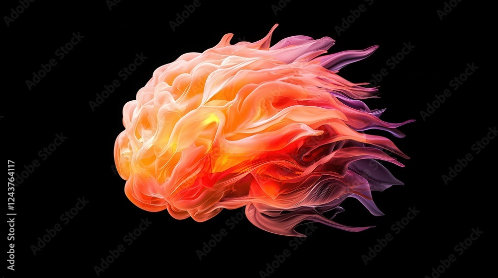 Obraz premium Cognitive science style. Abstract colorful brain-like formation on a black background.