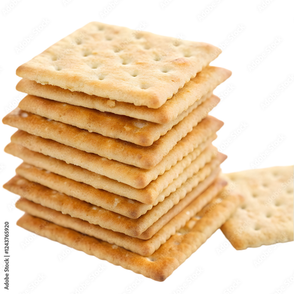 stacked pile of crispy saltine crackers isolated on transparent background stacked pile of crispy saltine crackers isolated on transparent background