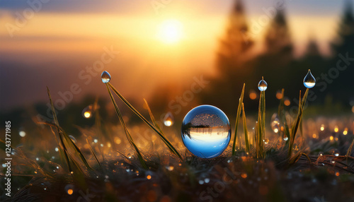 serene dewdrop reflecting nature s beauty at sunrise