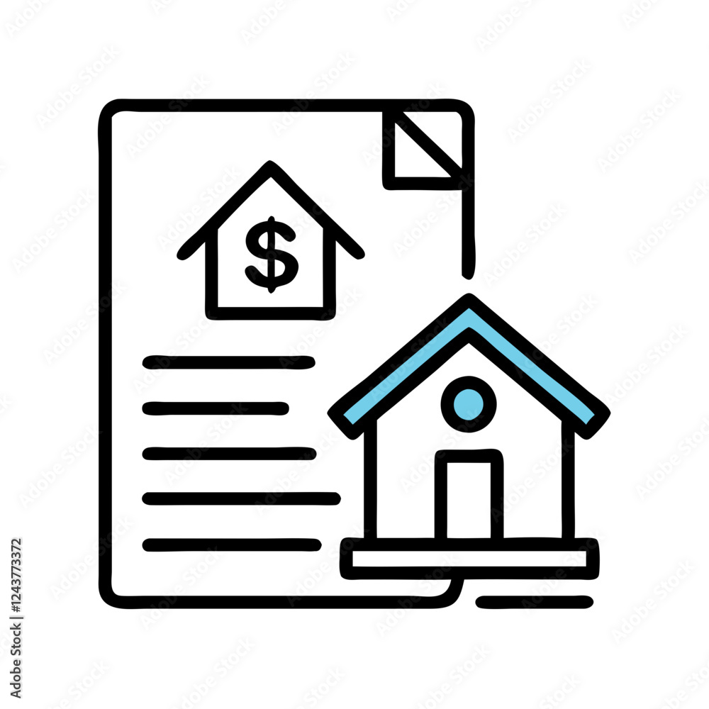 House loan document with house illustration House loan document with house illustration