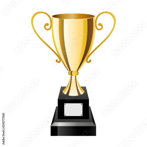 Golden trophy cup on white background. Vector illustration. Eps 10.