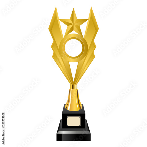 Golden trophy cup on a white background. Vector illustration. Eps 10
