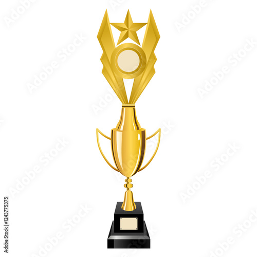 Golden trophy cup on a white background. Vector illustration. Eps 10