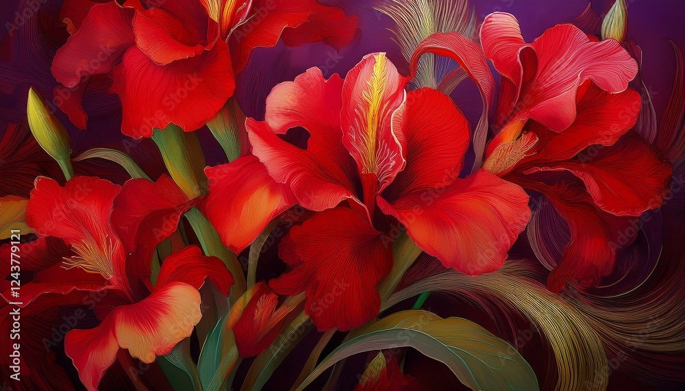 Obraz premium Rote Schwertlilien