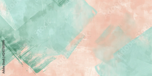 Soft Mint Green and Peach Watercolor Texture, Abstract Pastel Brushstrokes for Elegant Modern Branding and Serene Backgrounds