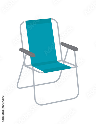 Blue beach chair illustration. Isolated summertime chair vector.