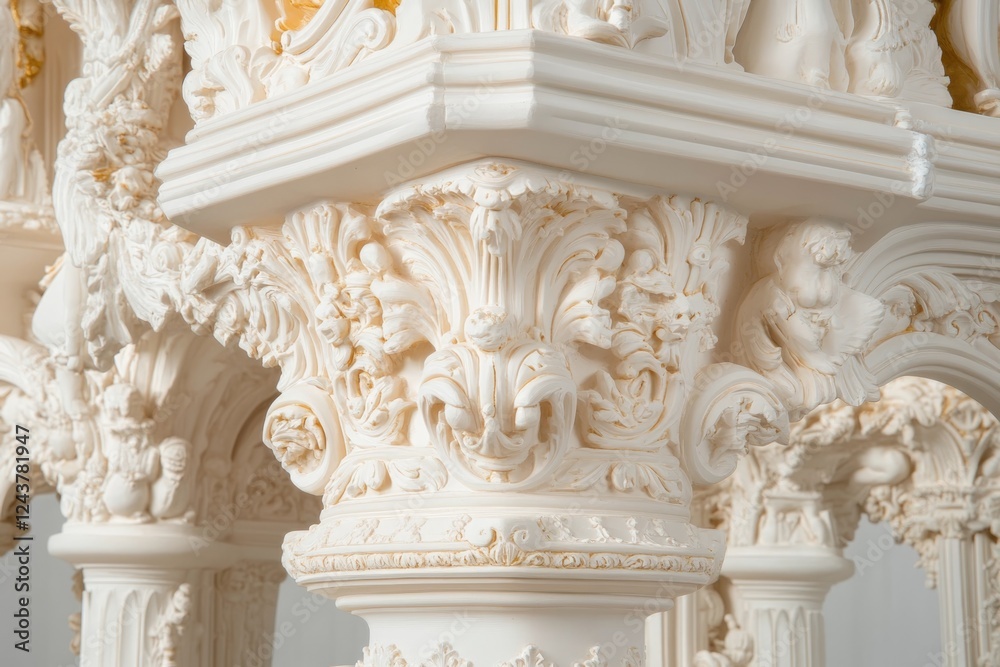 Ornate Baroque Mirror Frame With Intricate Carvings and Golden Accents Styled Against a Soft Cream Wall Ornate Baroque Mirror Frame With Intricate Carvings and Golden Accents Styled Against a Soft Cream Wall