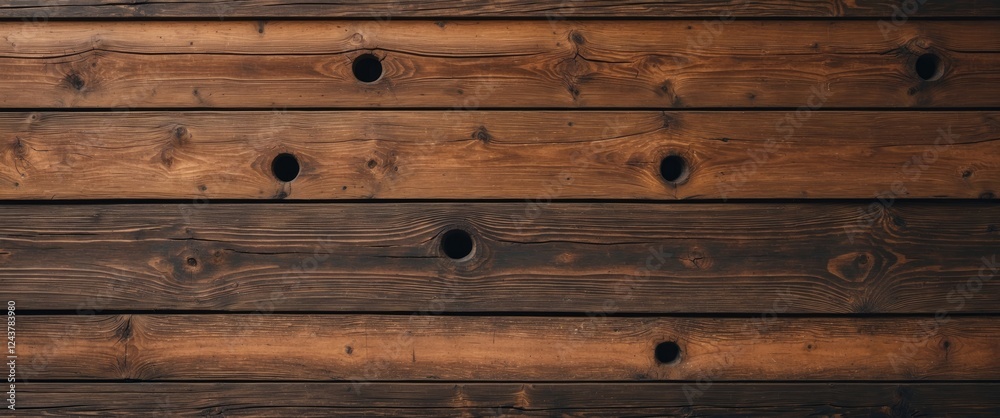 Obraz premium Brown wooden wall with distinct knotholes showcasing rich wood texture and natural elements ideal for rustic and vintage design projects.