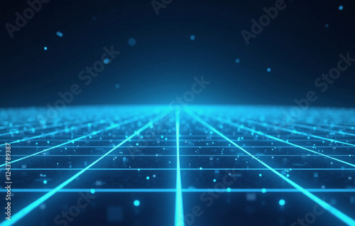 Wallpaper Mural Glowing blue digital grid stretching into the distance Torontodigital.ca