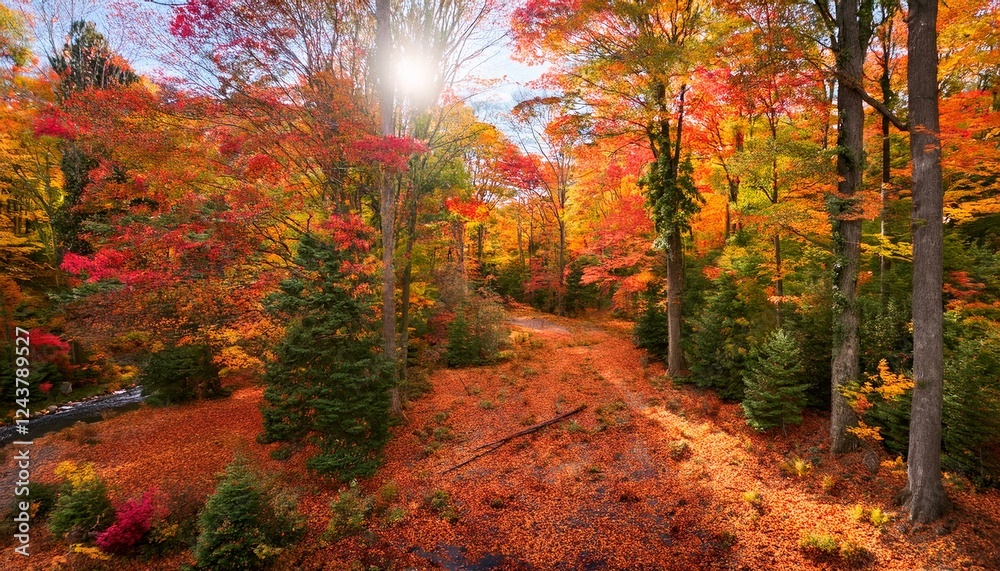 Naklejka premium Autumn brings a rich tapestry of colors to enjoy.