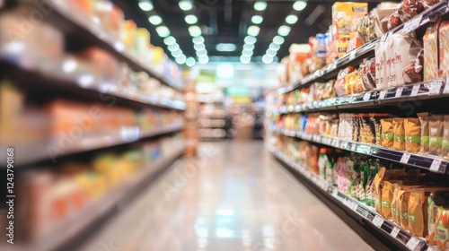 Wallpaper Mural Modern grocery aisle with vibrant lighting Torontodigital.ca