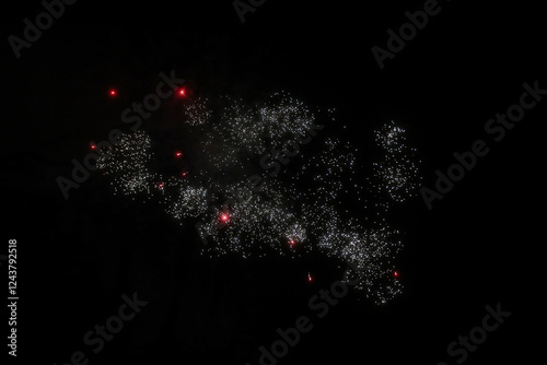 Small amatuer new years firework shooting fireworks.