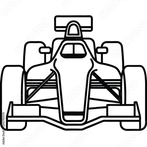 Minimalist line-art illustration of a high-speed Formula 1 race car, 