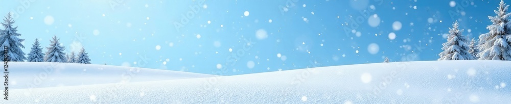 Freshly fallen snow blanketing a serene landscape, winter wonderland, blue sky, tranquil Freshly fallen snow blanketing a serene landscape, winter wonderland, blue sky, tranquil