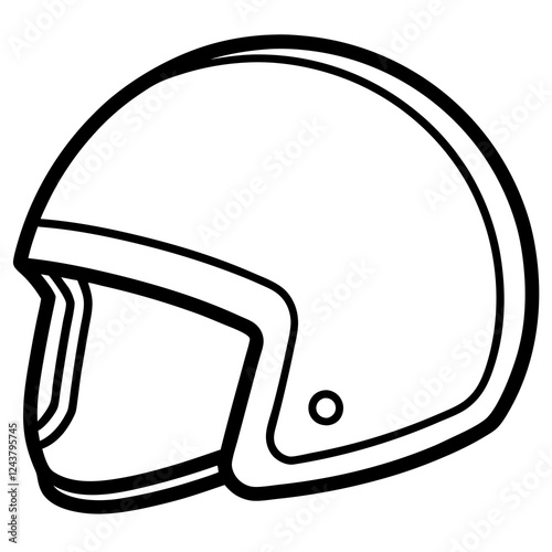 Simple a Helmet floating line art vector white background