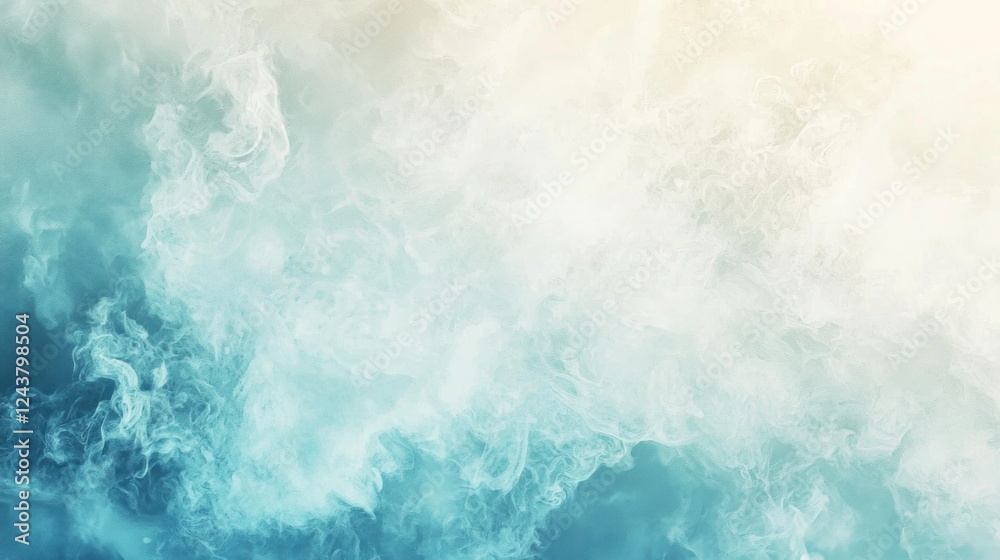 Fototapeta premium Abstract Whimsical Teal and White Cloud Formation, Dreamy Sky, Serene Atmosphere, Peaceful Colors, Soft Hues, Ethereal Beauty