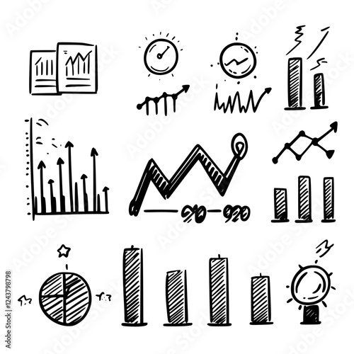 Creative sketches of charts and graphs illustrating growth and progress in data analysis seminars