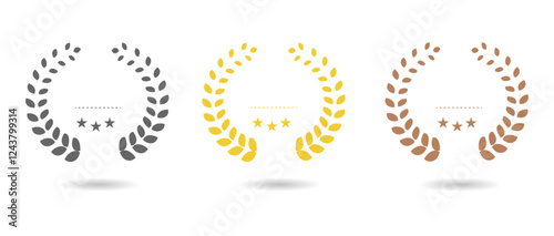  Set of gold, silver and bronze laurel wreath