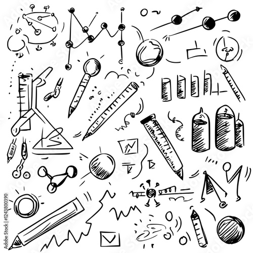 Creative sketch of scientific tools and concepts captures learning elements in an engaging and playful way